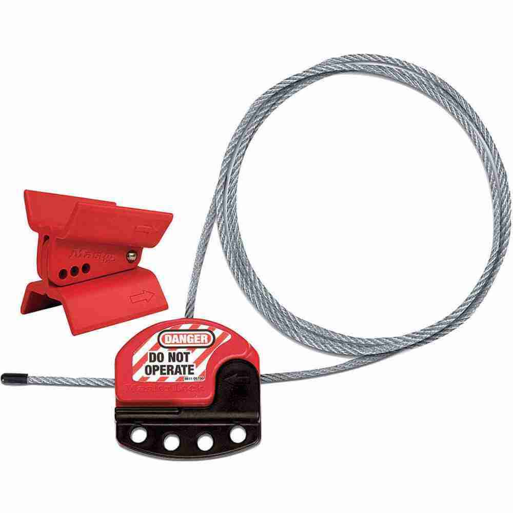 Masterlock Butterfly Valve Lockout + Cable S3921 Red.