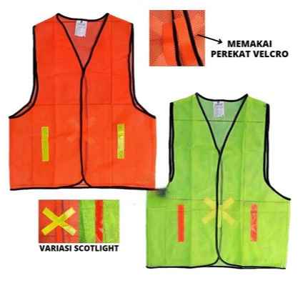 Rompi Jaring / Safety vest / rompi proyek Orange Hijau Gosave